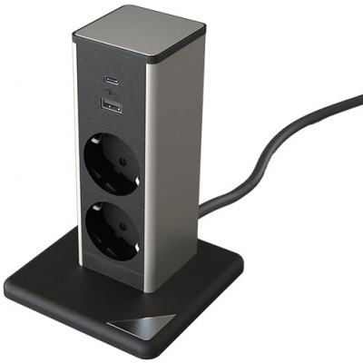 Stand Up Πολύπριζο Γραφείου/Κουζίνας με 2 Σούκο USB & USB type C Καλώδιο 2,5m 12718D